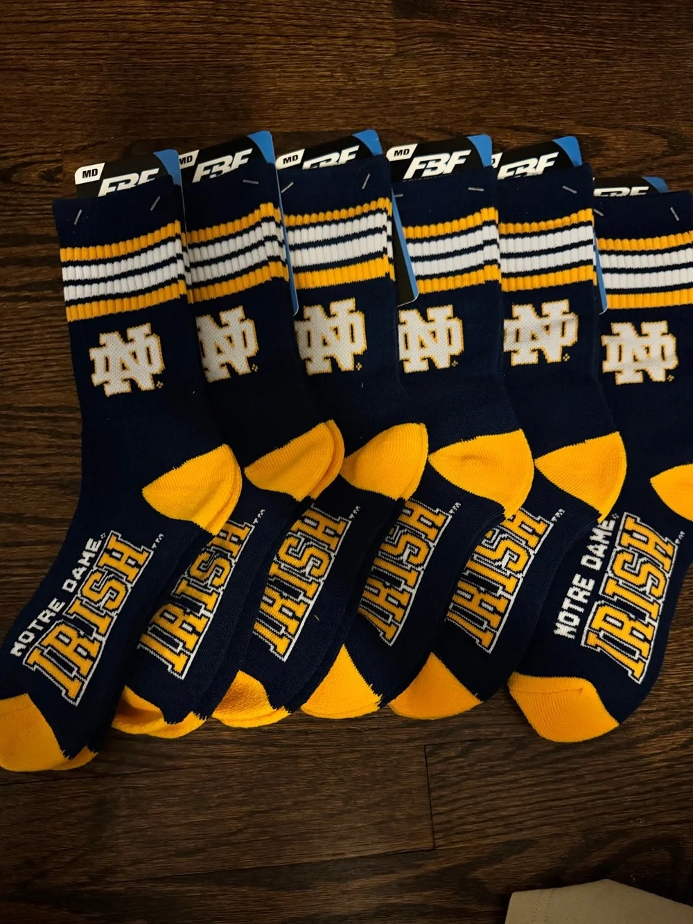 Notre Dame Fighting Irish NCAA Crew Socks – Medium – 6 Pairs